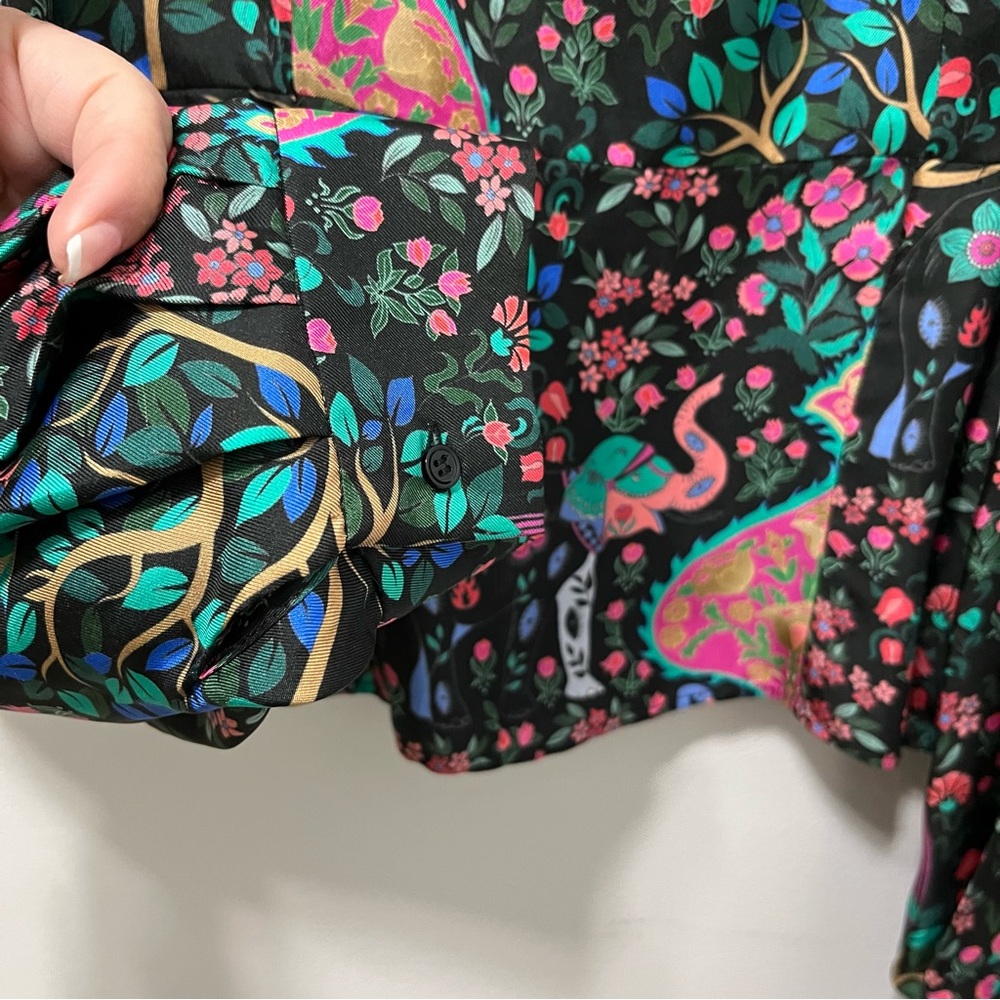 SANDRO PARIS IVEA BLACK PRINTED SILK TOP\ XS - Picture 7 of 13